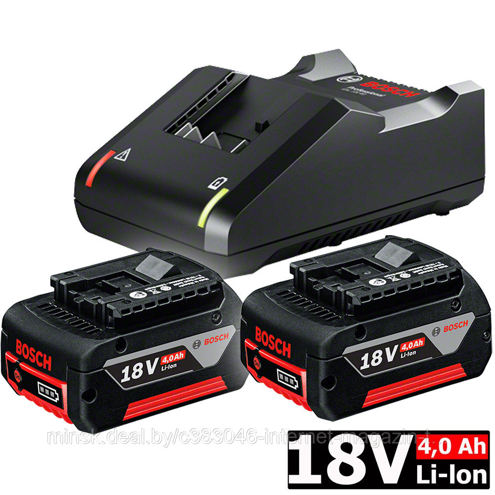 Аккумулятор GBA18V 4.0 Ah (2 шт) + зарядное GAL 18V-40 BOSCH (1600A019S0) - фото 1 - id-p172484083