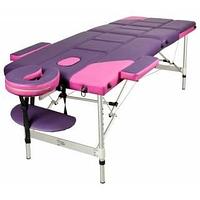 Массажный стол складной Atlas Sport (70 см 3-с алюминиевый рельефный) розово-фиолетовый
