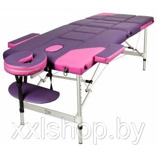 Массажный стол складной Atlas Sport (70 см 3-с алюминиевый рельефный) розово-фиолетовый - фото 1 - id-p172494777