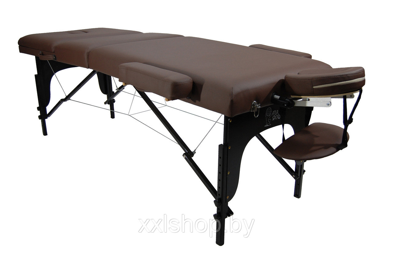 Массажный стол Atlas Sport 70 см Lux (с memory foam) складной 3-с деревянный бежевый - фото 6 - id-p172496034