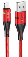 Зарядный USB дата кабель HOCO U93 Lightning, 2.4А, 1,2м, красный 556015