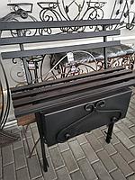 Скамейка металлическая с ящиком №05, (черный мат) размер 90см