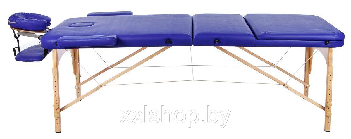 Массажный стол Atlas Sport 70 см складной 3-с деревянный синий - фото 3 - id-p172564026