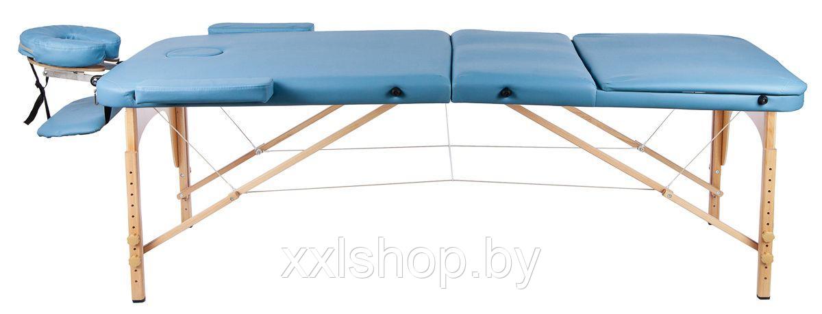 Массажный стол Atlas Sport 70 см складной 3-с деревянный светло-голубой - фото 2 - id-p172564094
