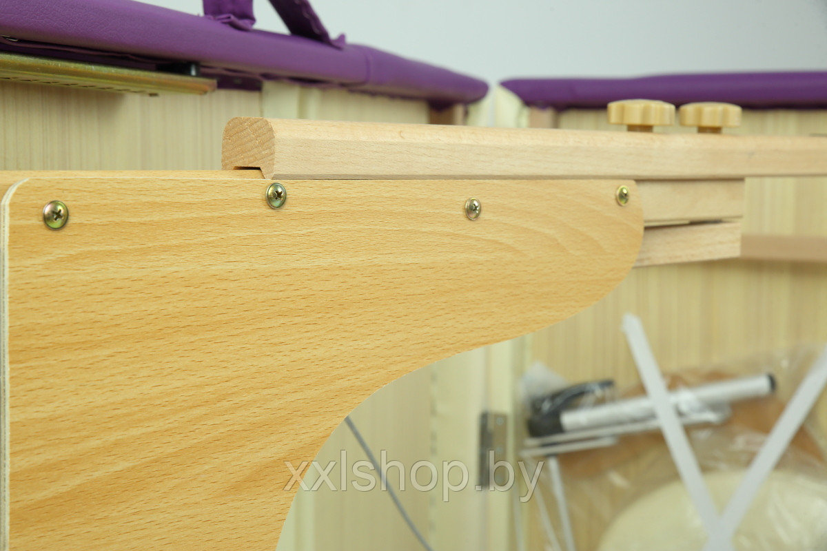Массажный стол Atlas Sport 70 см складной 3-с деревянный кремово-фиолетовый - фото 8 - id-p172569511