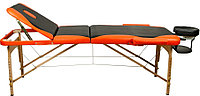 Массажный стол Atlas Sport 70 см складной 3-с деревянный черно-оранжевый