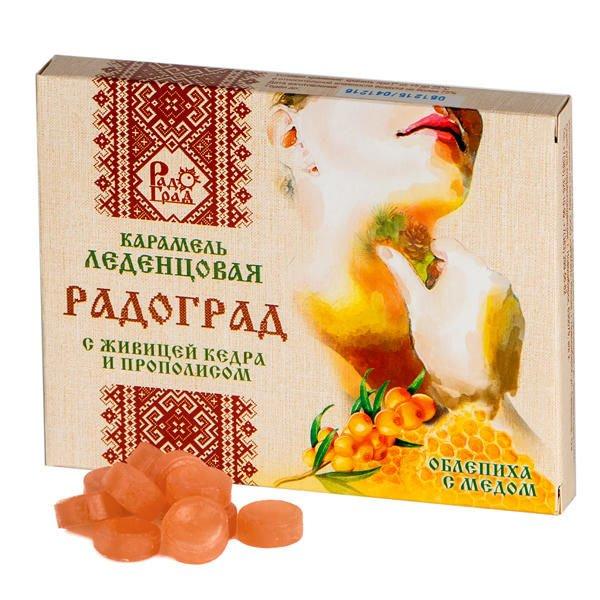 Леденцы живичные с прополисом "Радоград" (облепиха и мед на сахаре), 32 г