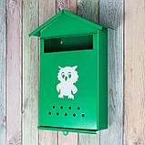 Ящик почтовый без замка (с петлёй), вертикальный, «Домик», зелёный, фото 2