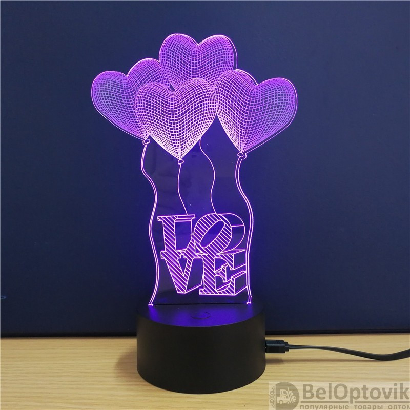 3 D Creative Desk Lamp (Настольная лампа голограмма 3Д, ночник) Лебеди - фото 5 - id-p172596251