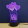 3 D Creative Desk Lamp (Настольная лампа голограмма 3Д, ночник) Мишка сердце Шар, фото 5