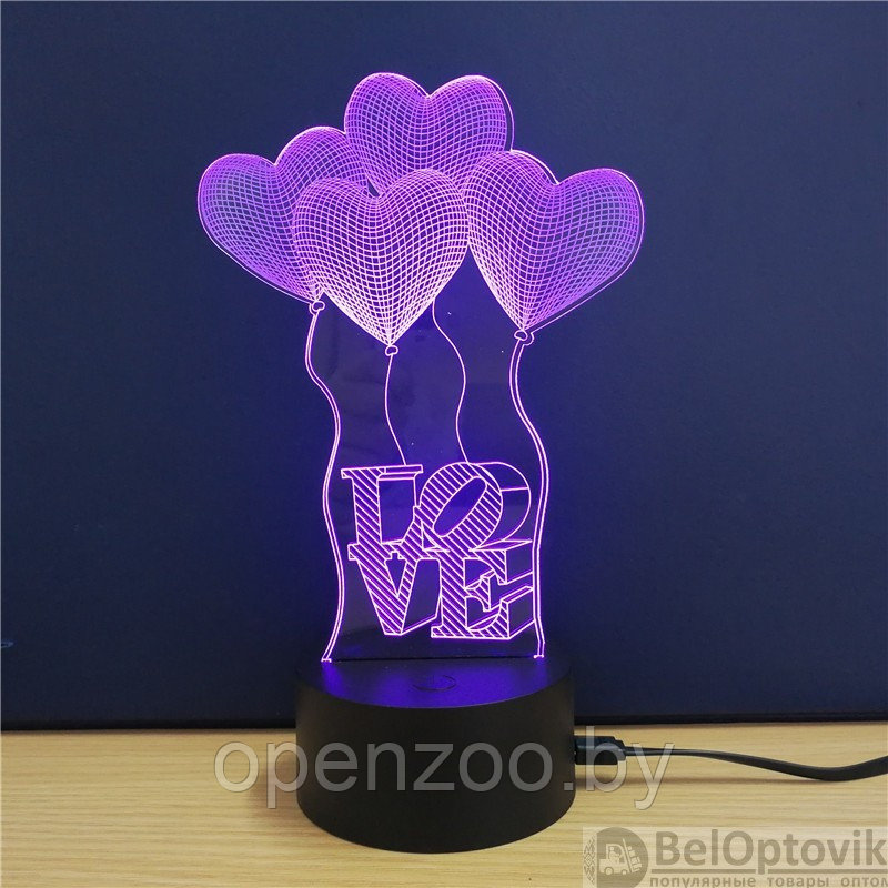 3 D Creative Desk Lamp (Настольная лампа голограмма 3Д, ночник) Merry Christmas (Санта) - фото 5 - id-p119964733