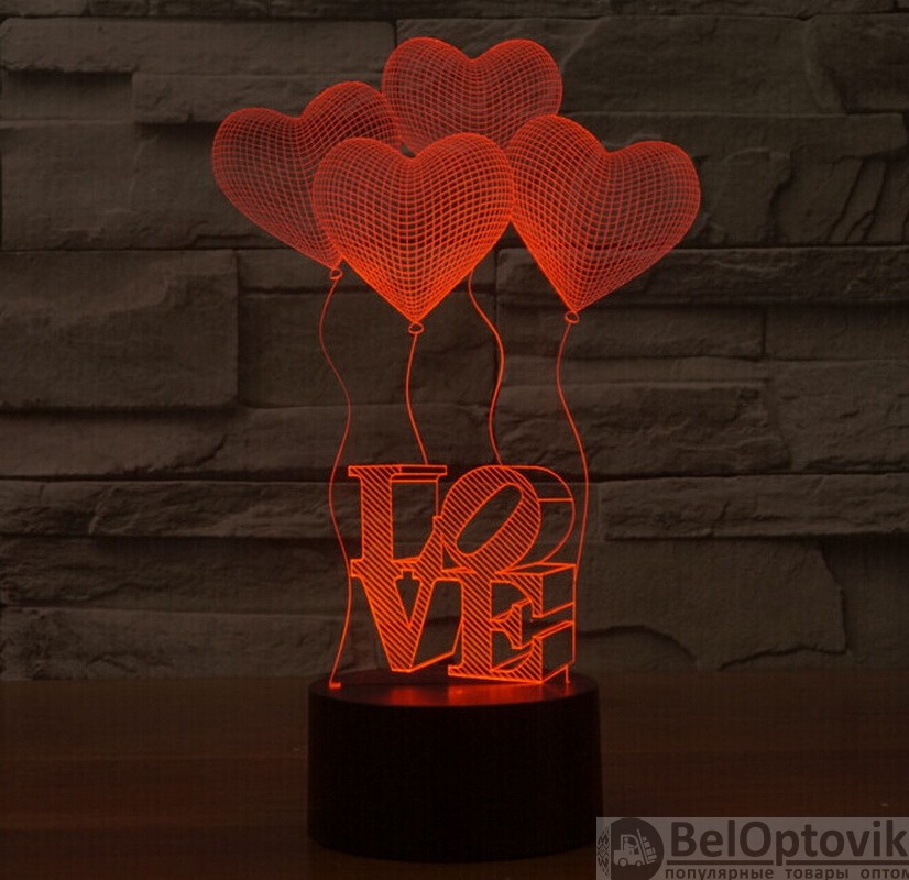 3 D Creative Desk Lamp (Настольная лампа голограмма 3Д, ночник) Merry Christmas (Санта) - фото 8 - id-p119965096