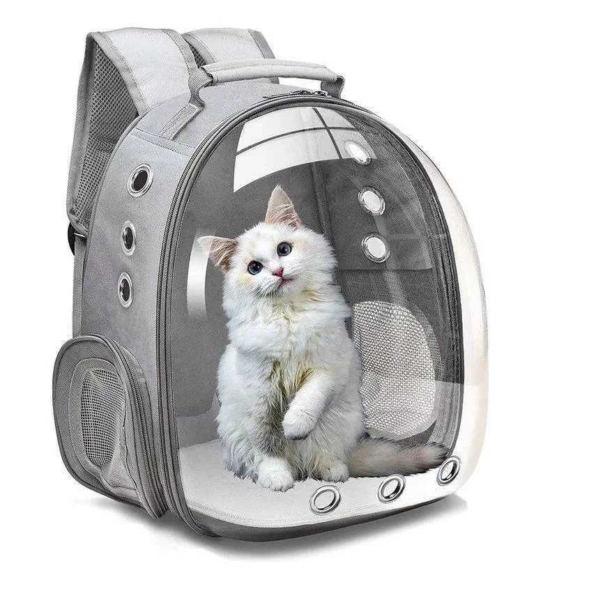 Рюкзак переноска Pet Carrier Backpack для домашних животных (Серый) - фото 1 - id-p172599526