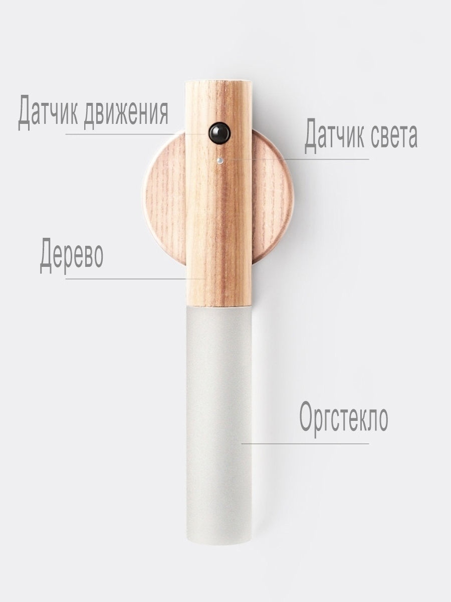 Светильник-ночник ЛЮЧИЯ L200 Woodlight с датчиком движения - фото 10 - id-p172645157