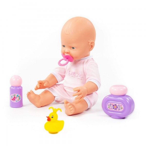 Детская игрушка Пупс "Весёлый" (35 см) с соской + набор для купания (3 элемента) (в коробке) арт. 78360 - фото 3 - id-p172626233