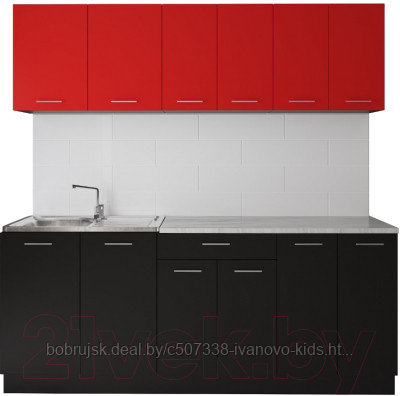 Готовая кухня Артём-Мебель Лана без стекла ДСП 2.4 (красный/черный)