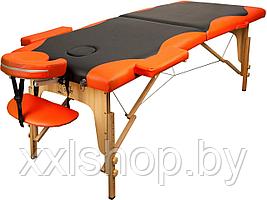 Массажный стол Atlas Sport складной 2-с деревянный 60 см + сумка в подарок (черно-оранжевый)
