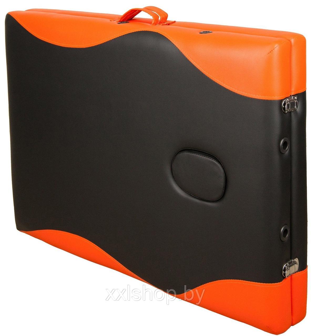 Массажный стол Atlas Sport складной 2-с деревянный 60 см + сумка в подарок (черно-оранжевый) - фото 4 - id-p172659075