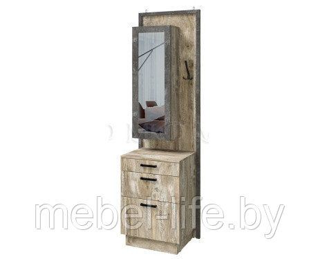 Тумба с зеркалом Амели - Дуб Юкон/Бетон тёмный