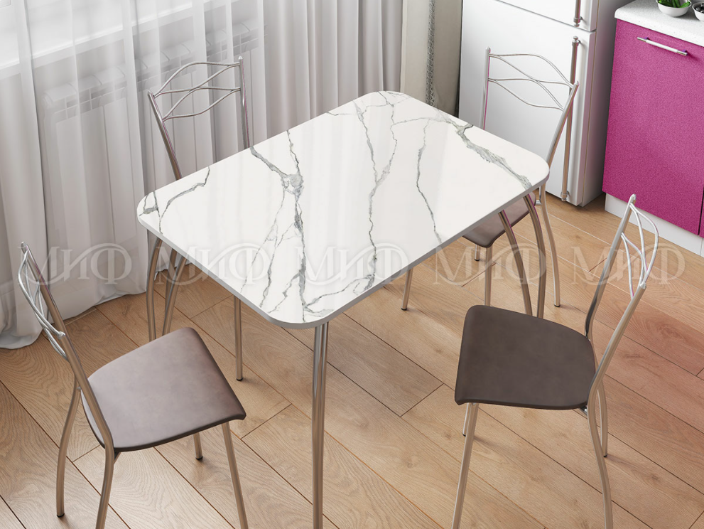 Стол кухонный прямоугольный мрамор белый - МиФ - фото 1 - id-p172666314