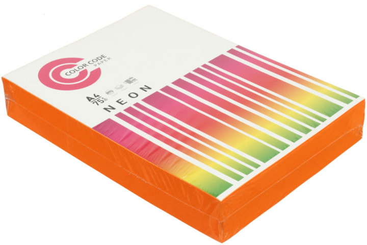 Бумага офисная цветная Color Code Neon А4 (210*297 мм), 75 г/м2, 500 л., оранжевая - фото 1 - id-p172680406