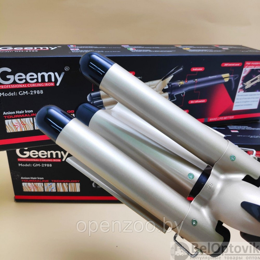 Щипцы плойка Geemy GM-2988 для завивки волос 3-х волновая с керамическим покрытием - фото 5 - id-p172595798