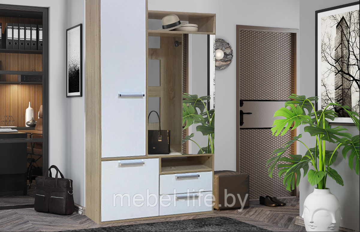 Прихожая Ница - Сонома/Белый (Рикко)