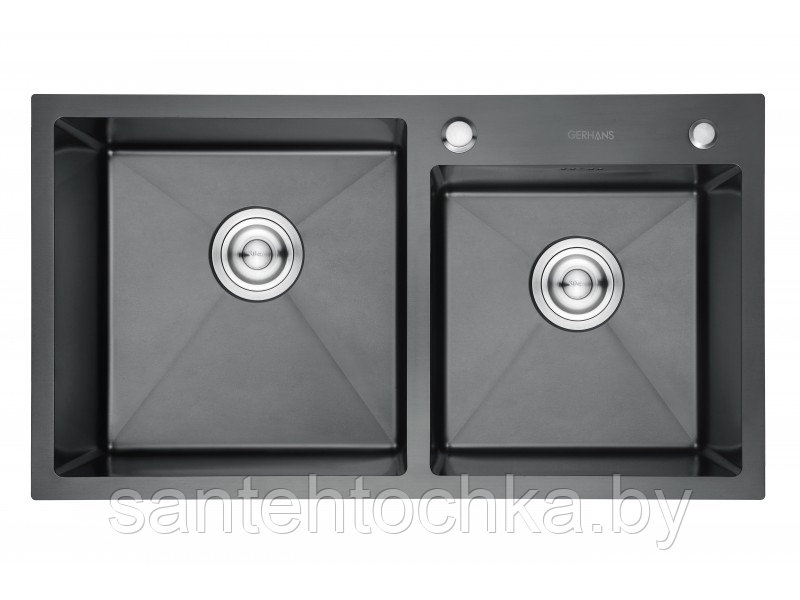 K37843B-S Кухонная мойка из нержавеющей стали с покрытием PVD Gerhans, графит - фото 1 - id-p172721359
