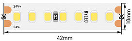 Светодиодная лента Byled LUX SMD2835, 168 LED/m, 17.3W/m, 24V , IP20, Цвет: