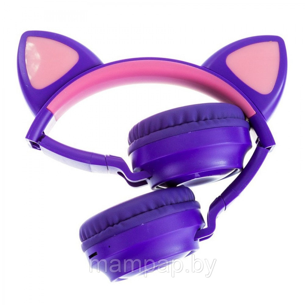 Наушники детские беспроводные с кошачьими ушками ZW-028 цвет фиолетовый - фото 4 - id-p134259098