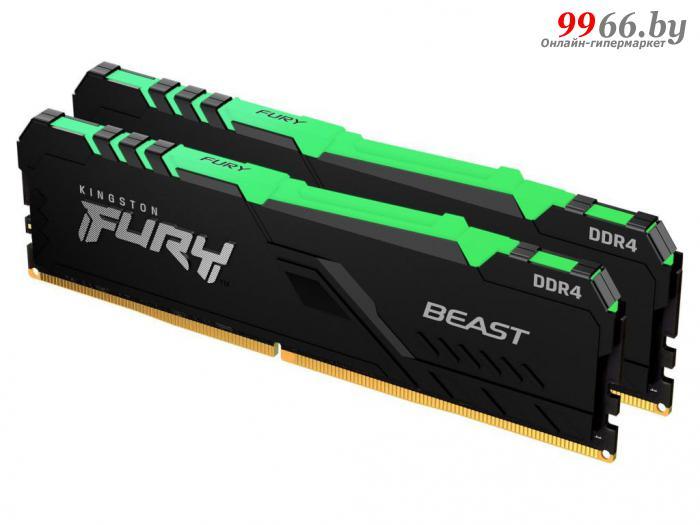 Модуль памяти Kingston Fury Beast Black RGB DDR4 DIMM 3600Mhz PC28800 CL17 - 16Gb KIT (2x8Gb) KF436C17BBAK2/16 - фото 1 - id-p172686909