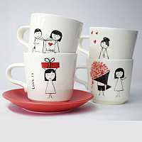 Чашка чайная 250мл, серия "LOVE IS...", цвет белый с рисунком 01ЧЧ250_love