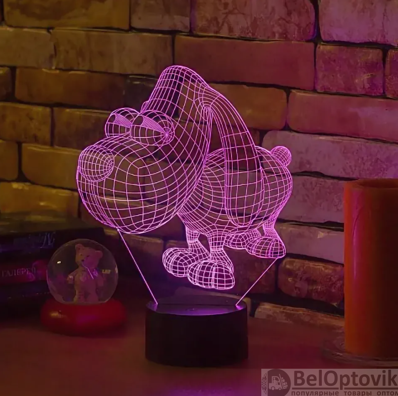 3 D Creative Desk Lamp (Настольная лампа голограмма 3Д, ночник) Динозавр - фото 4 - id-p172596250