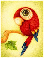 Картина стразами "Красный попугай"