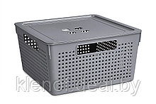 Коробка для хранения «Лофт» с крышкой, 11 л, квадратная, цвет серый