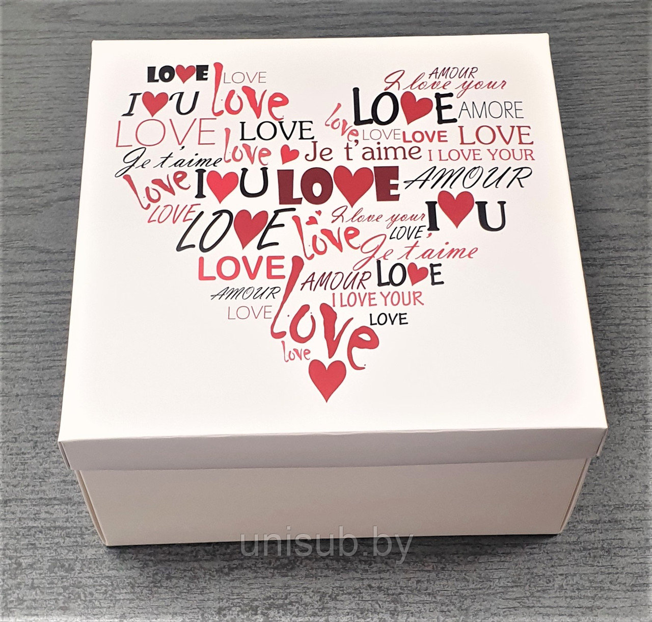 Коробка 200х200х100 "Сердце "LOVE"