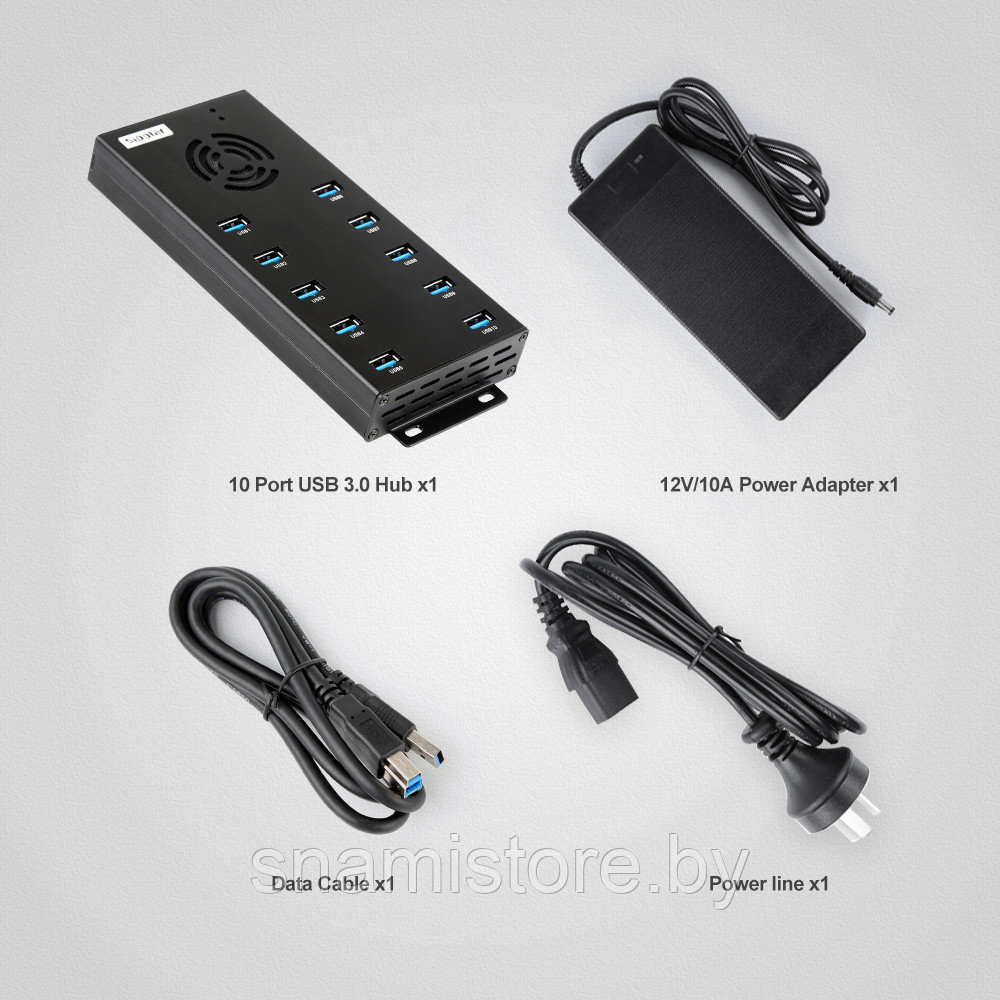 USB хаб Sipolar A-400 (A-423) 10 портов USB 3.0 с евровилкой и блоком питания - фото 8 - id-p172838606