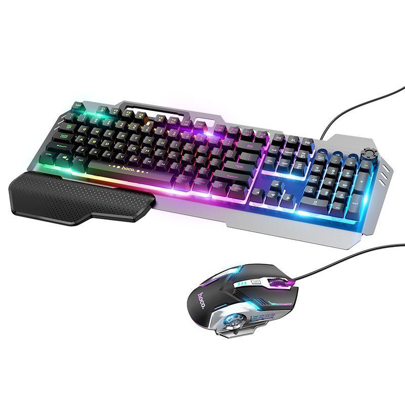 Набор игровой клавиатура+мышь Hoco GM12 с подсветкой,цвет: черный - фото 1 - id-p172848592