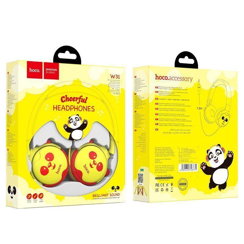 Наушники Hoco W31 полноразмерные,детские (1.2 м) цвет: желтый - фото 1 - id-p172848594