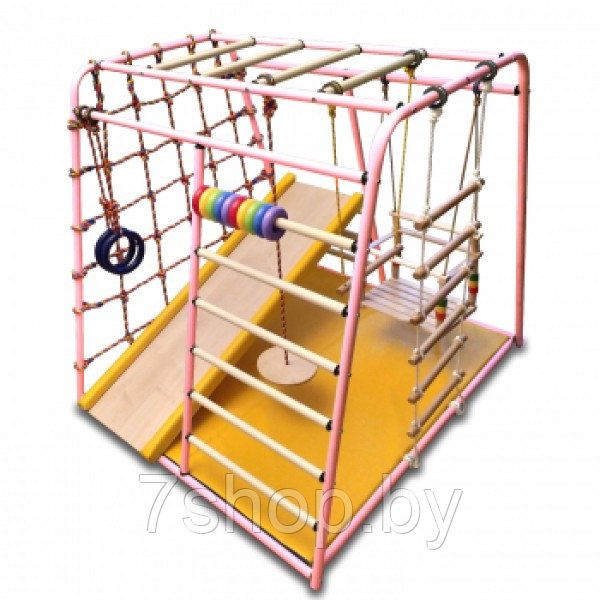 Детский игровой комплекс Вертикаль Весёлый Малыш MAXI (розовый) горка мягкий бортик - фото 1 - id-p172851558