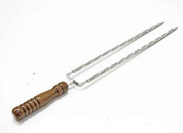Шампур с деревянной ручкой двойной кованный 1 шт 40 см - фото 1 - id-p172867148