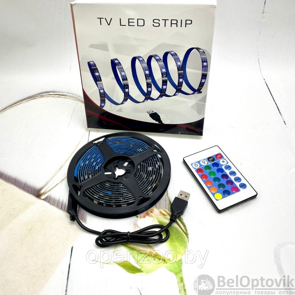 Комплект светодиодной подсветки для домашнего кинотеатра TV LED STRIP 16 colors (3 метра,20 режимов подсветки, - фото 9 - id-p172867212