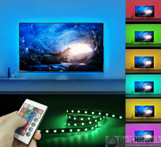 Комплект светодиодной подсветки для домашнего кинотеатра TV LED STRIP 16 colors (3 метра,20 режимов подсветки,