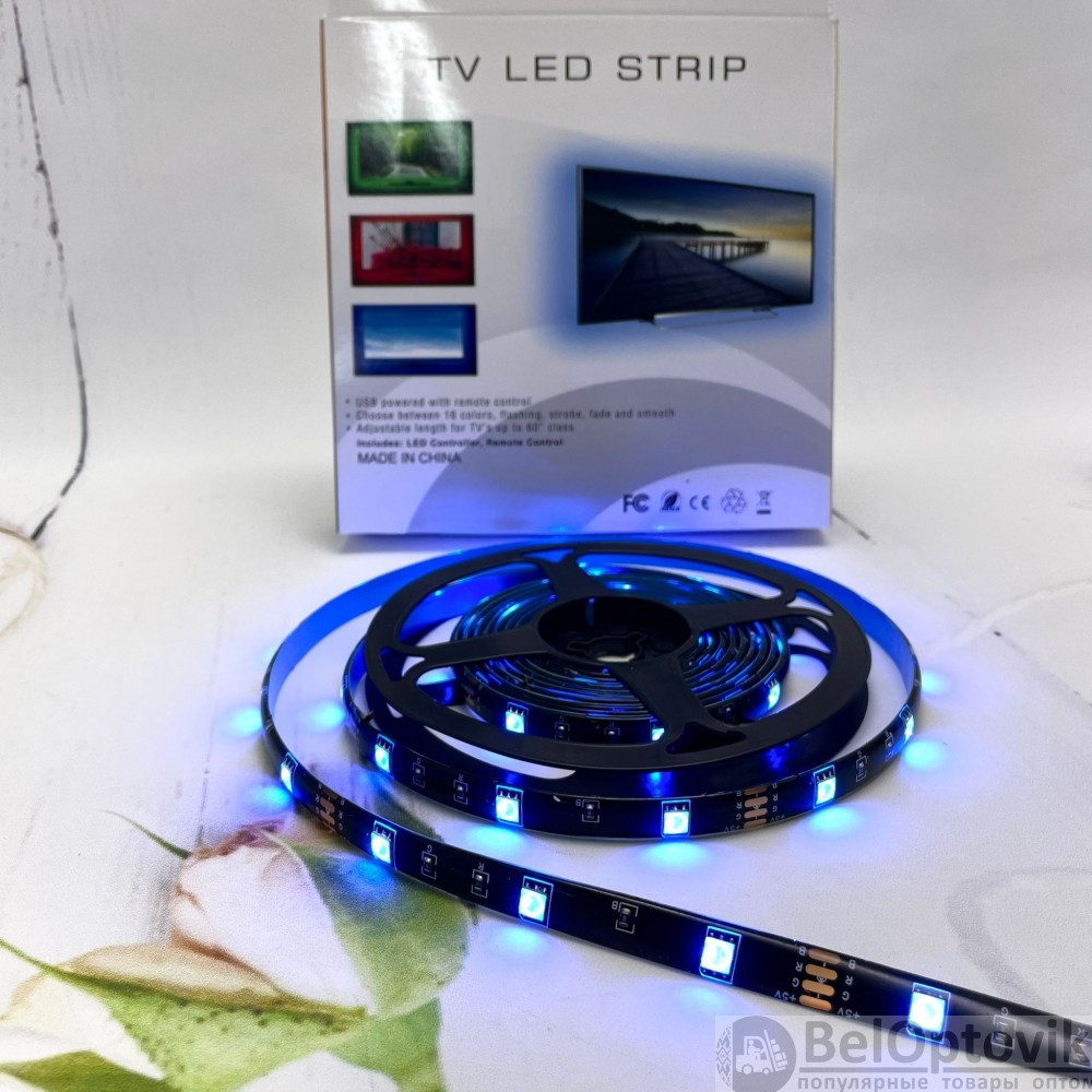 Комплект светодиодной подсветки для домашнего кинотеатра TV LED STRIP 16 colors (3 метра,20 режимов подсветки, - фото 7 - id-p172868051