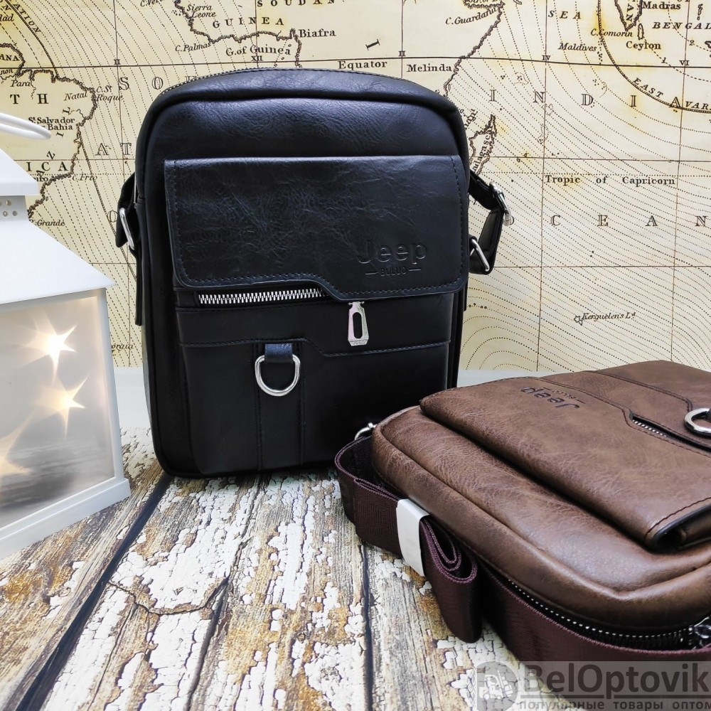 NEW Мужская сумка мессенджер Jeep Buluo Темно-коричневый (плечевой ремень) - фото 6 - id-p109388939