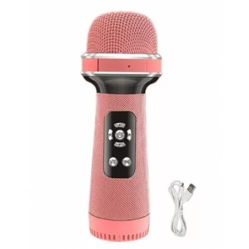 Микрофон-колонка для караоке LY198 (Розовый) - фото 1 - id-p172867091