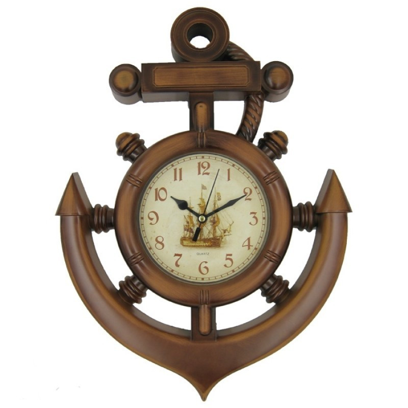 Часы настенные с морской тематикой  "Штурвал"