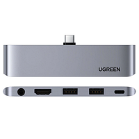 Адаптер USB-C Хаб 5 в 1 Ugreen CM424 (4K@60Hz HDMI, 2x USB3.0 + 3,5mm + PD 100W)
