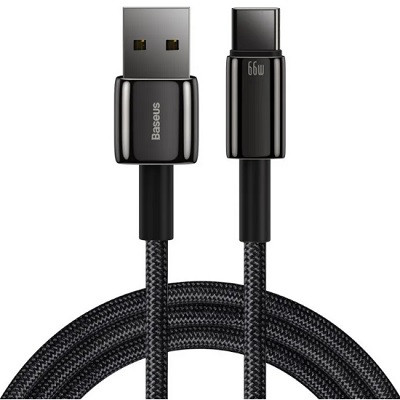 Кабель Baseus CATWJ-B01 Tungsten Gold Fast Charging Data Cable USB to Type-C 66W 1m черный - фото 1 - id-p172877943