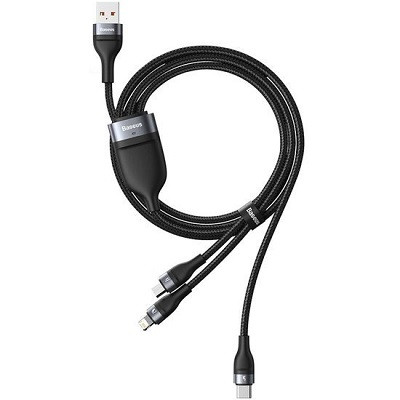 Кабель Baseus CA1T3-G1 Flash Series One-for-three Fast Charging Data Cable USB to Micro USB + Lightning + - фото 2 - id-p172877948